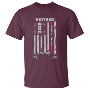 Retired Postal Worker 2026 T Shirt Retro US Flag Mailman Postman Retirement Gifts TS10 Maroon Print Your Wear