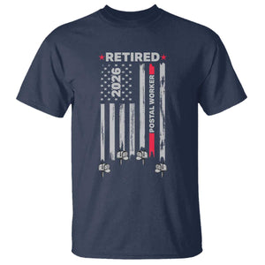 Retired Postal Worker 2026 T Shirt Retro US Flag Mailman Postman Retirement Gifts TS10 Navy Print Your Wear