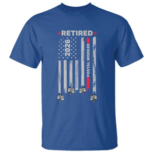 Retired Postal Worker 2026 T Shirt Retro US Flag Mailman Postman Retirement Gifts TS10 Royal Blue Print Your Wear