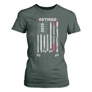 Retired Postal Worker 2026 T Shirt For Women Retro US Flag Mailman Postman Retirement Gifts TS10 Dark Forest Green Print Your Wear