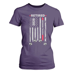 Retired Postal Worker 2026 T Shirt For Women Retro US Flag Mailman Postman Retirement Gifts TS10 Purple Print Your Wear