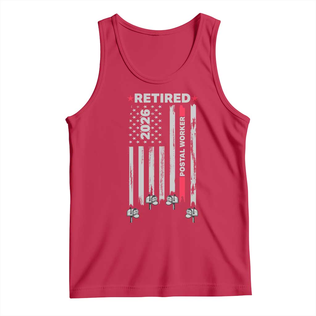 Retired Postal Worker 2026 Tank Top Retro US Flag Mailman Postman Retirement Gifts TS10 Red Print Your Wear