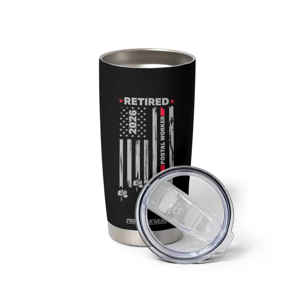 Retired Postal Worker 2026 Tumbler Cup Retro US Flag Mailman Postman Retirement Gifts TS10 Print Your Wear