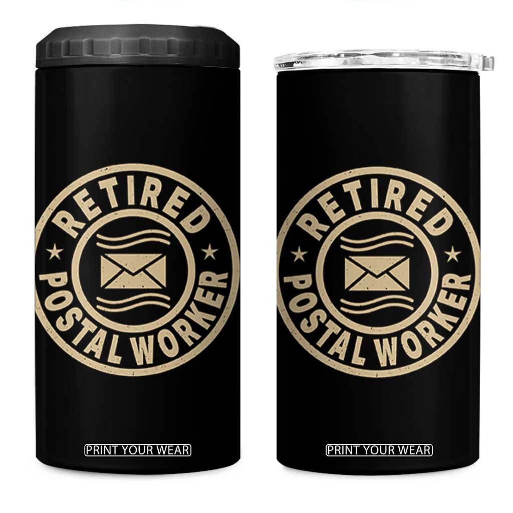 Retired Postal Worker 4 in 1 Can Cooler Tumbler Mailman Postman Vintage Retirement Gifts TS10 One Size: 16 oz Black Print Your Wear