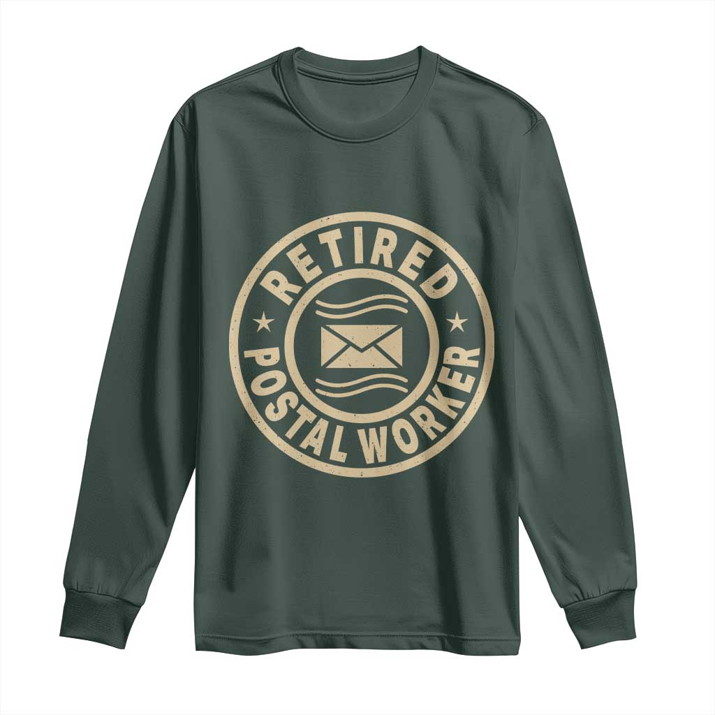 Retired Postal Worker Long Sleeve Shirt Mailman Postman Vintage Retirement Gifts TS10 Dark Forest Green Print Your Wear