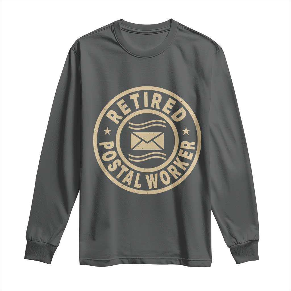 Retired Postal Worker Long Sleeve Shirt Mailman Postman Vintage Retirement Gifts TS10 Dark Heather Print Your Wear