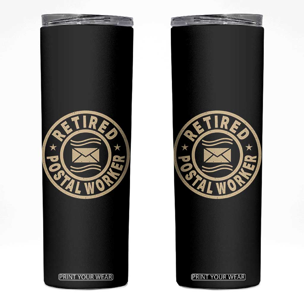 Retired Postal Worker Skinny Tumbler Mailman Postman Vintage Retirement Gifts TS10 Black Print Your Wear