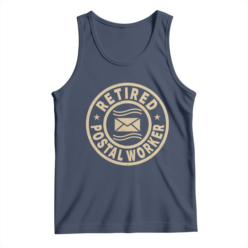 Retired Postal Worker Tank Top Mailman Postman Vintage Retirement Gifts TS10 Navy Print Your Wear