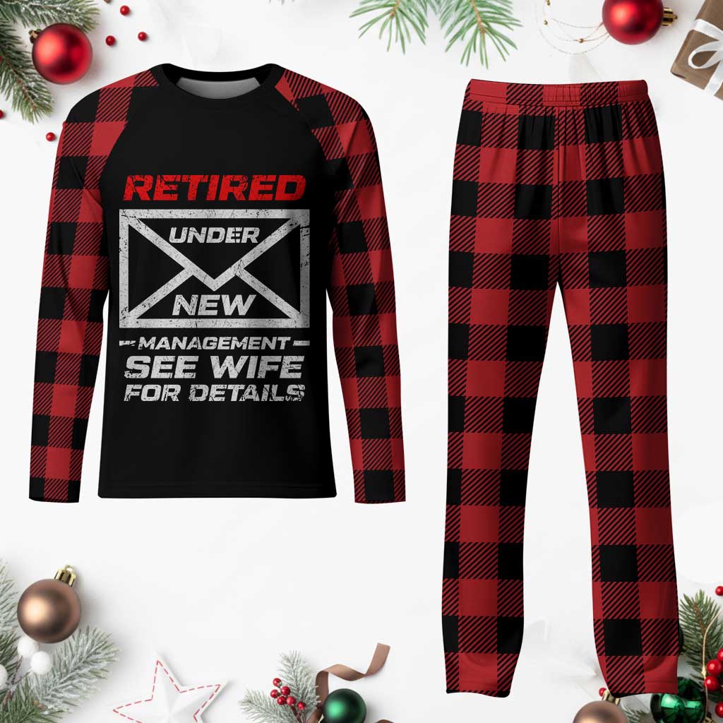 Mens Postal Worker Retirement Plaid Pajama Set Retired Under New Management Funny Dad Humor TS10 Buffalo Plaid Print Your Wear