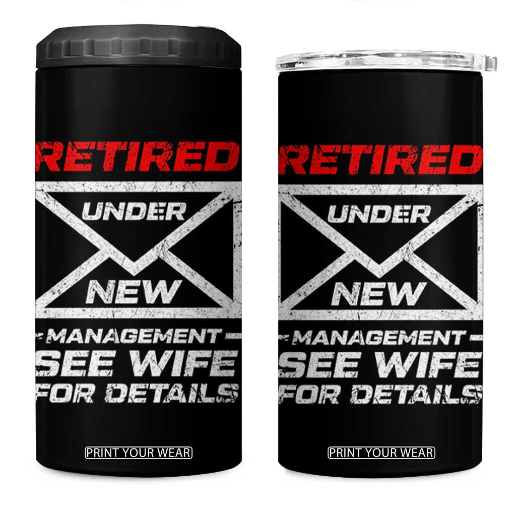 Mens Postal Worker Retirement 4 in 1 Can Cooler Tumbler Retired Under New Management Funny Dad Humor TS10 One Size: 16 oz Black Print Your Wear
