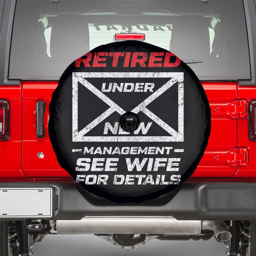 Mens Postal Worker Retirement Spare Tire Cover Retired Under New Management Funny Dad Humor TS10 Black Print Your Wear