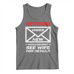 Mens Postal Worker Retirement Tank Top Retired Under New Management Funny Dad Humor TS10 Black Heather Print Your Wear