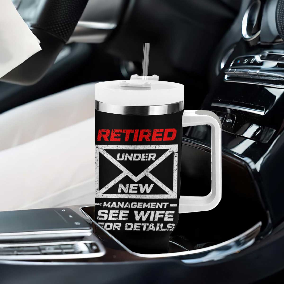 Mens Postal Worker Retirement Tumbler With Handle Retired Under New Management Funny Dad Humor TS10 Print Your Wear