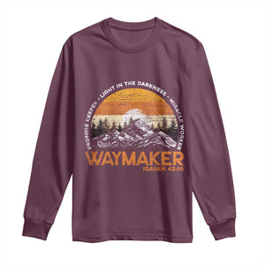 Vintage Christian Long Sleeve Shirt Isaiah 42:16 Waymaker Promise Keeper Miracle Worker TS10 Maroon Print Your Wear