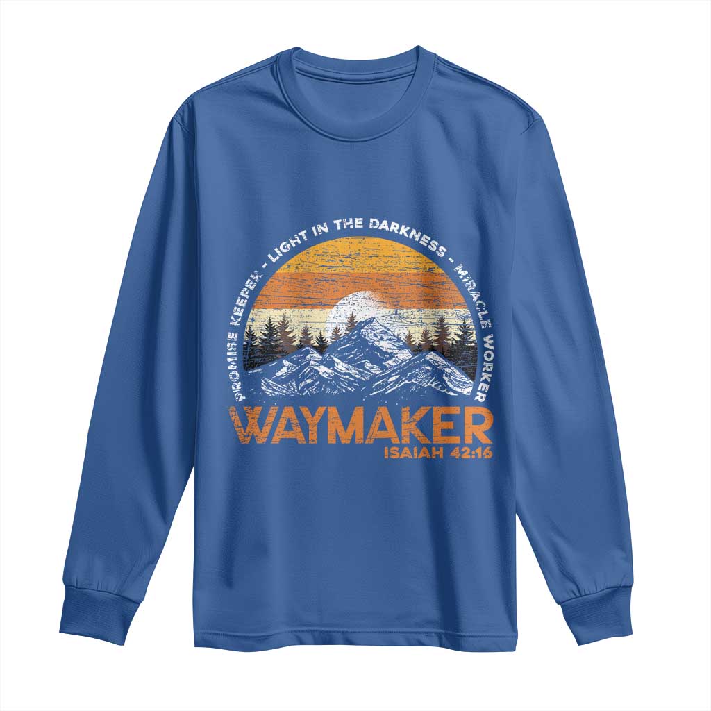 Vintage Christian Long Sleeve Shirt Isaiah 42:16 Waymaker Promise Keeper Miracle Worker TS10 Royal Blue Print Your Wear