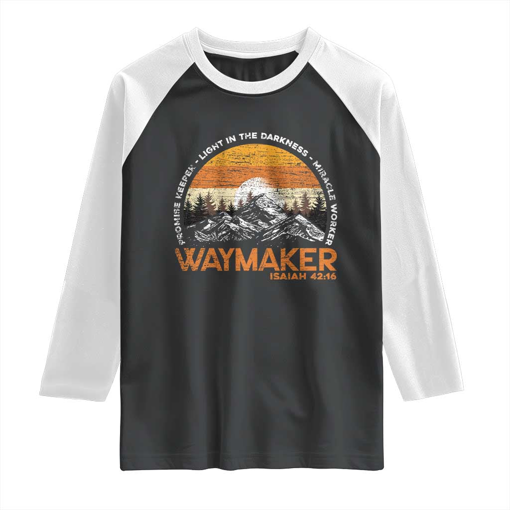 Vintage Christian Raglan Shirt Isaiah 42:16 Waymaker Promise Keeper Miracle Worker TS10 Black White Print Your Wear