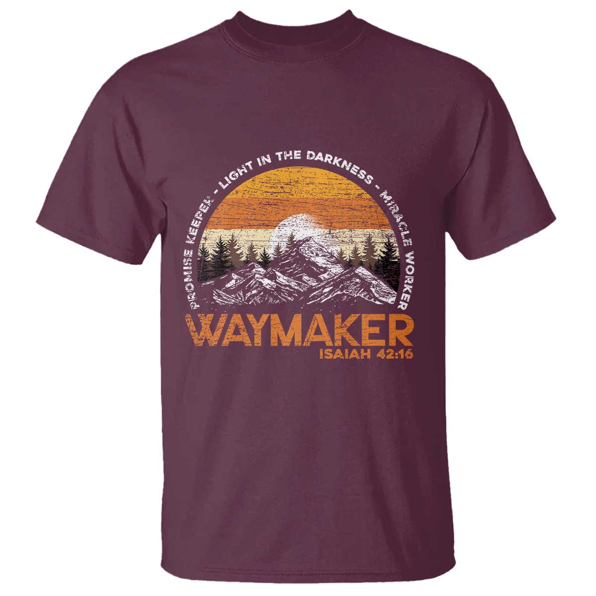 Vintage Christian T Shirt Isaiah 42:16 Waymaker Promise Keeper Miracle Worker TS10 Maroon Print Your Wear