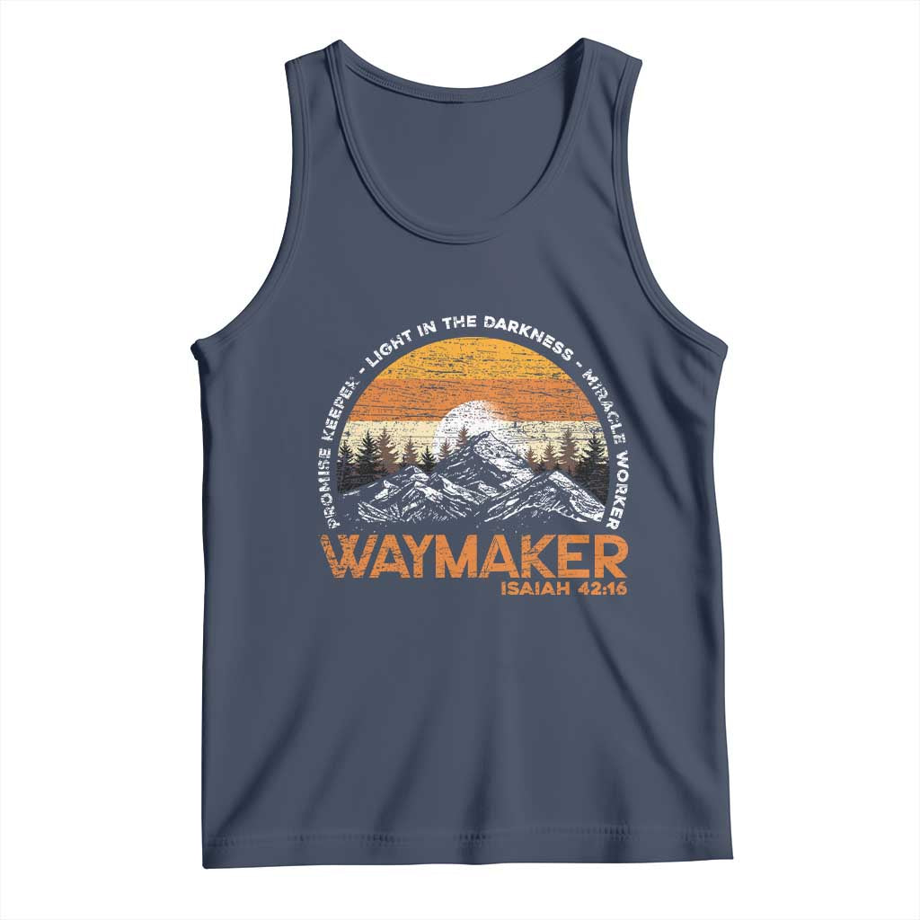 Vintage Christian Tank Top Isaiah 42:16 Waymaker Promise Keeper Miracle Worker TS10 Navy Print Your Wear
