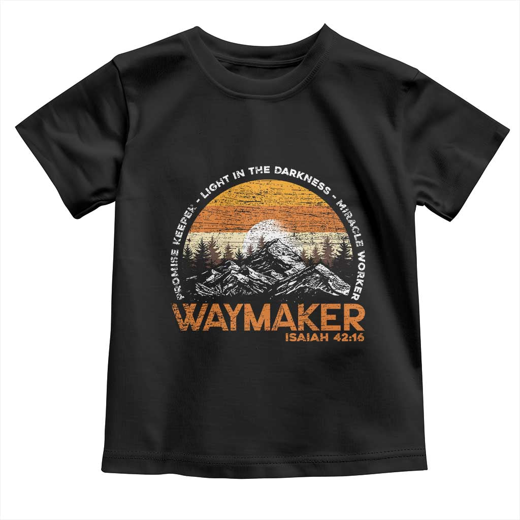 Vintage Christian Toddler T Shirt Isaiah 42:16 Waymaker Promise Keeper Miracle Worker TS10 Black Print Your Wear
