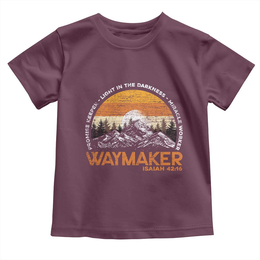 Vintage Christian Toddler T Shirt Isaiah 42:16 Waymaker Promise Keeper Miracle Worker TS10 Maroon Print Your Wear