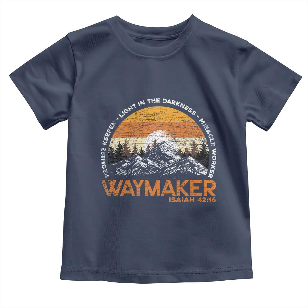 Vintage Christian Toddler T Shirt Isaiah 42:16 Waymaker Promise Keeper Miracle Worker TS10 Navy Print Your Wear