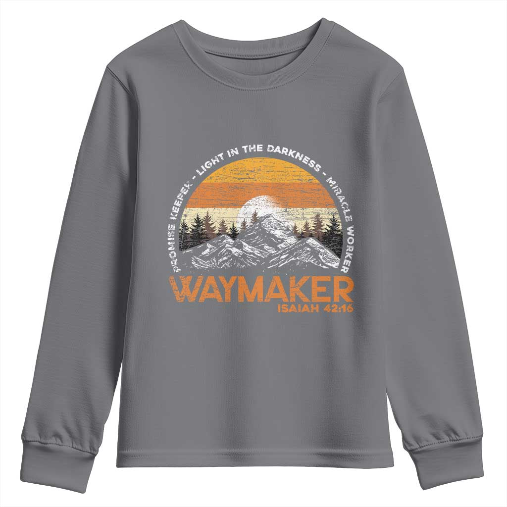 Vintage Christian Youth Sweatshirt Isaiah 42:16 Waymaker Promise Keeper Miracle Worker TS10 Charcoal Print Your Wear