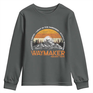 Vintage Christian Youth Sweatshirt Isaiah 42:16 Waymaker Promise Keeper Miracle Worker TS10 Dark Heather Print Your Wear