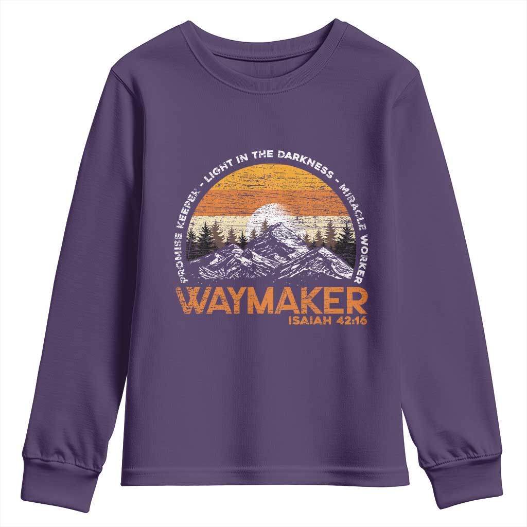 Vintage Christian Youth Sweatshirt Isaiah 42:16 Waymaker Promise Keeper Miracle Worker TS10 Purple Print Your Wear
