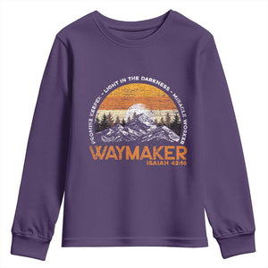 Vintage Christian Youth Sweatshirt Isaiah 42:16 Waymaker Promise Keeper Miracle Worker TS10 Purple Print Your Wear