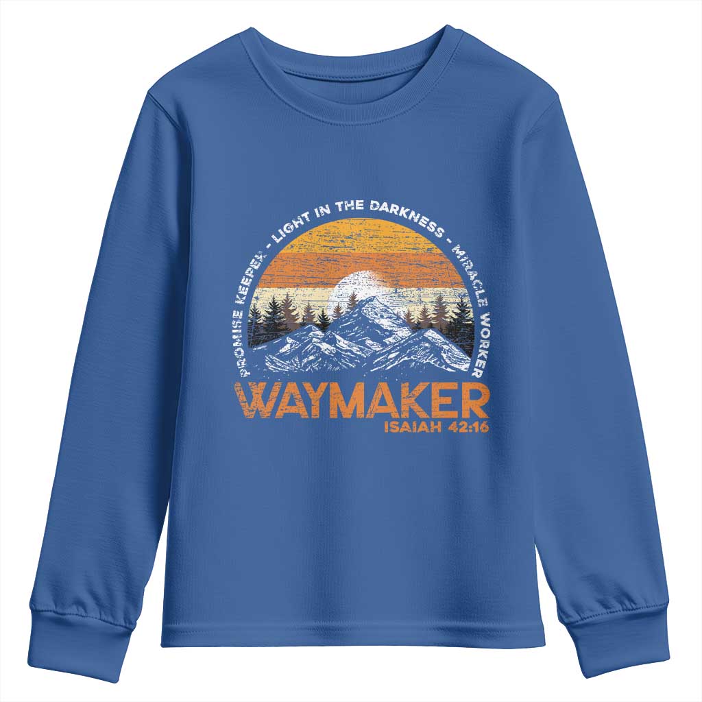 Vintage Christian Youth Sweatshirt Isaiah 42:16 Waymaker Promise Keeper Miracle Worker TS10 Royal Blue Print Your Wear