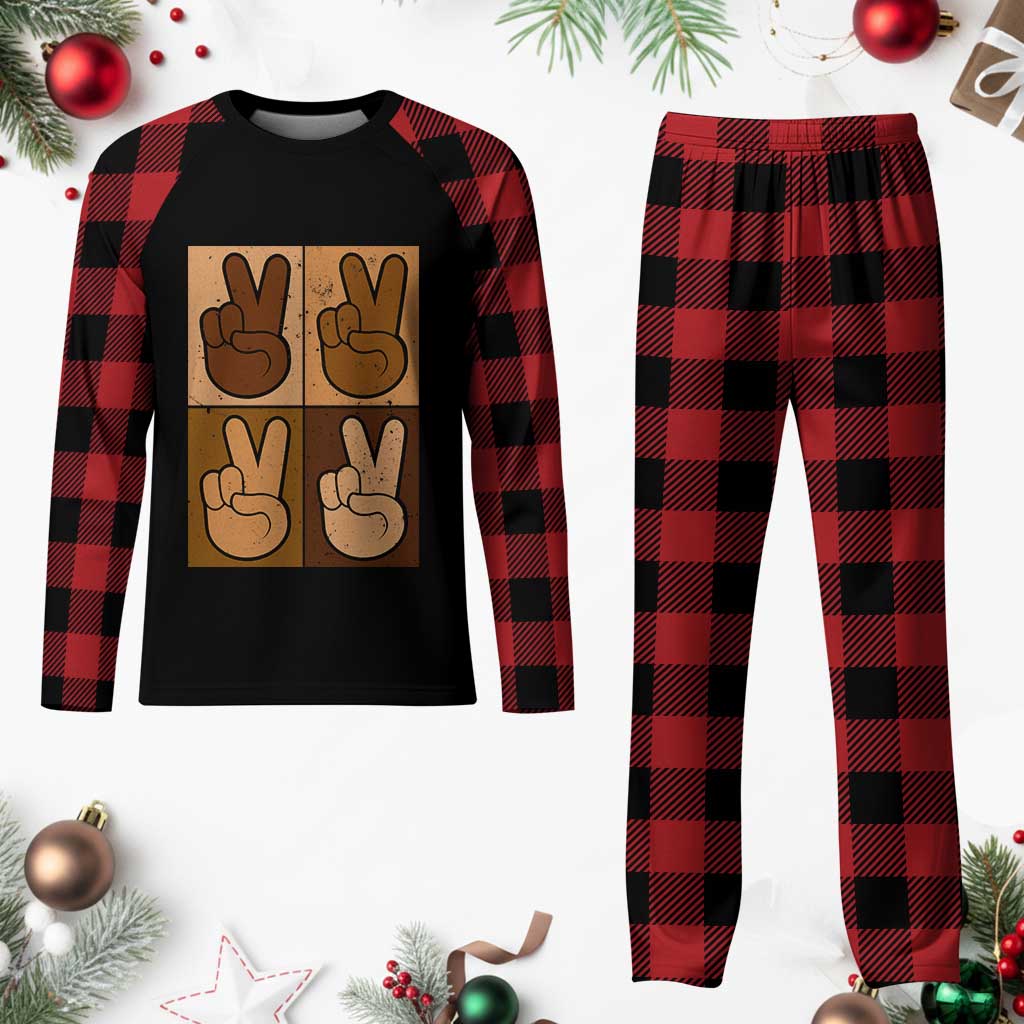 Peace Sign Equality for All Plaid Pajama Set Peace Out V Fingers Hand Equal Rights TS10 Buffalo Plaid Print Your Wear