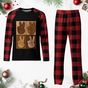 Peace Sign Equality for All Plaid Pajama Set Peace Out V Fingers Hand Equal Rights TS10 Buffalo Plaid Print Your Wear
