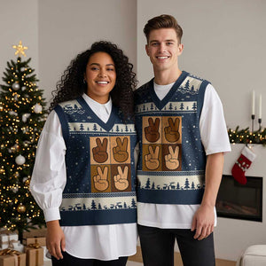 Peace Sign Equality for All V-Neck Knit Sweater Vest Peace Out V Fingers Hand Equal Rights TS10 Navy Beige Print Your Wear