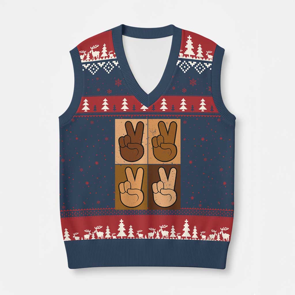 Peace Sign Equality for All V-Neck Knit Sweater Vest Peace Out V Fingers Hand Equal Rights TS10 Navy Red Print Your Wear