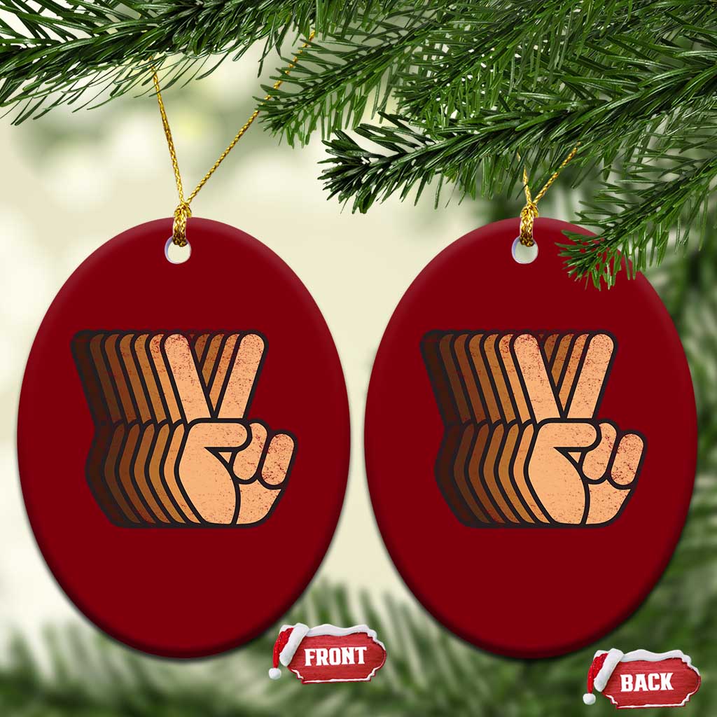 Retro Equality for All Ceramic Ornament Peace Sign V Fingers Skin Tone Hands Vintage TS10 Print Your Wear