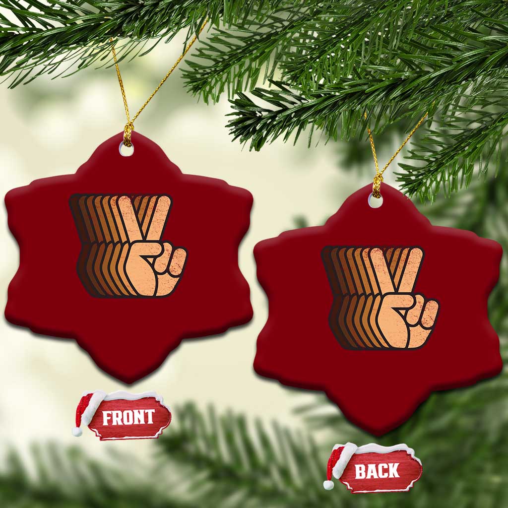 Retro Equality for All Ceramic Ornament Peace Sign V Fingers Skin Tone Hands Vintage TS10 Print Your Wear