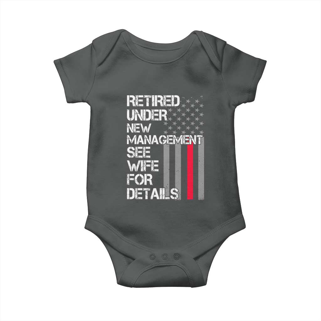 Retirement Gifts For Men Baby Onesie Retired Under New Management See Wife Retired Dad TS10 Dark Heather Print Your Wear