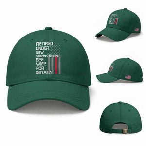 Retirement Gifts For Men Baseball Cap Retired Under New Management See Wife Retired Dad TS10 Baseball Cap Universal Fit Irish Green Print Your Wear