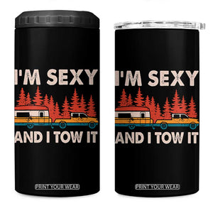 Funny Camping RV 4 in 1 Can Cooler Tumbler Im Sexy And I Tow It Vintage Camper Truck TS10 One Size: 16 oz Black Print Your Wear