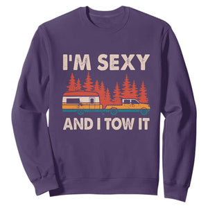 Funny Camping RV Sweatshirt Im Sexy And I Tow It Vintage Camper Truck TS10 Purple Print Your Wear