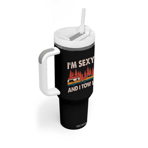 Funny Camping RV Tumbler With Handle Im Sexy And I Tow It Vintage Camper Truck TS10 Print Your Wear