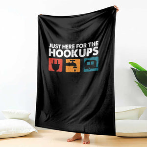 Camping RV Throw Blanket Funny Just Here for The Hookups Caravan Motorhome TS10 Print Your Wear