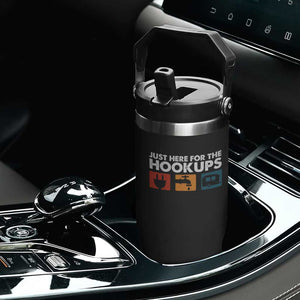 Camping RV Flip Straw Tumbler Funny Just Here for The Hookups Caravan Motorhome TS10 Print Your Wear