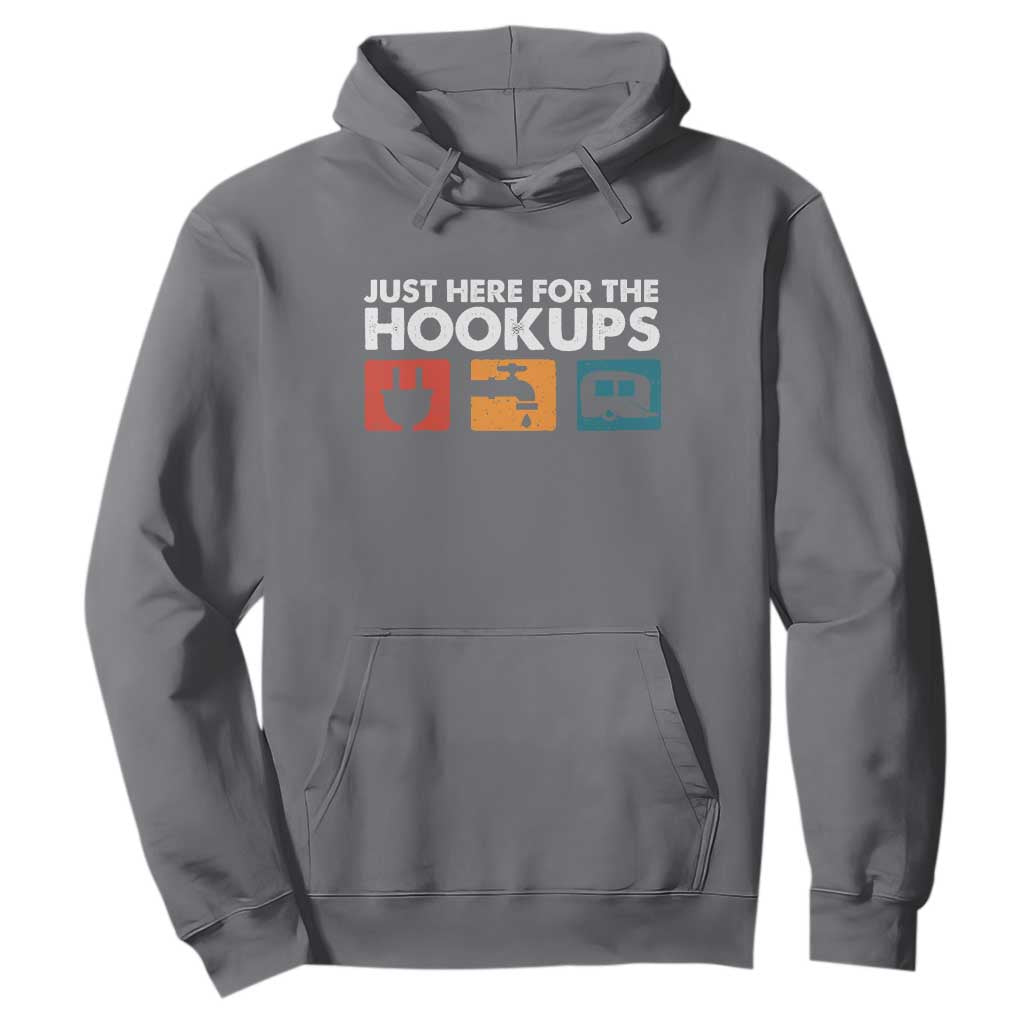 Camping RV Hoodie Funny Just Here for The Hookups Caravan Motorhome TS10 Charcoal Print Your Wear