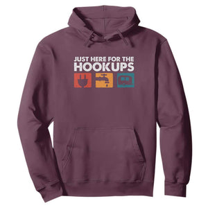 Camping RV Hoodie Funny Just Here for The Hookups Caravan Motorhome TS10 Maroon Print Your Wear