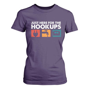 Camping RV T Shirt For Women Funny Just Here for The Hookups Caravan Motorhome TS10 Purple Print Your Wear