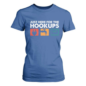 Camping RV T Shirt For Women Funny Just Here for The Hookups Caravan Motorhome TS10 Royal Blue Print Your Wear
