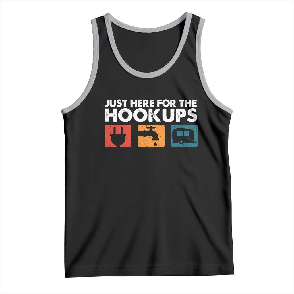 Camping RV Tank Top Funny Just Here for The Hookups Caravan Motorhome TS10 Black Athletic Heather Print Your Wear