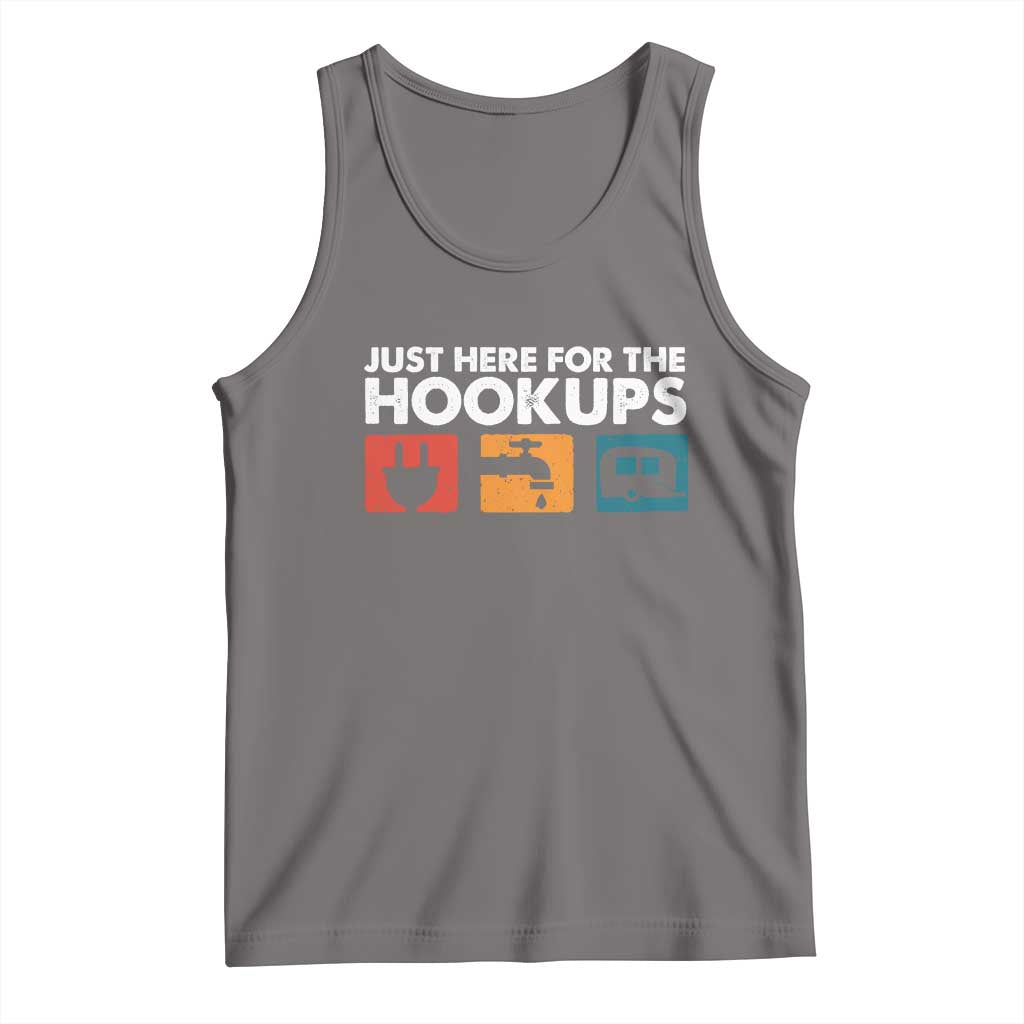 Camping RV Tank Top Funny Just Here for The Hookups Caravan Motorhome TS10 Deep Heather Print Your Wear