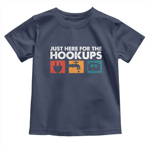 Camping RV Toddler T Shirt Funny Just Here for The Hookups Caravan Motorhome TS10 Navy Print Your Wear